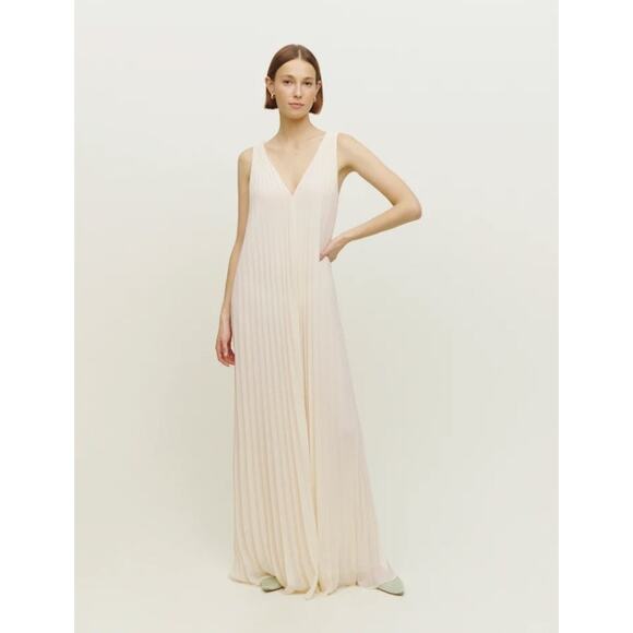 Reformation Rafina Dress ivory pleated wedding bridal maxi loose fit size 6 - Picture 5 of 15